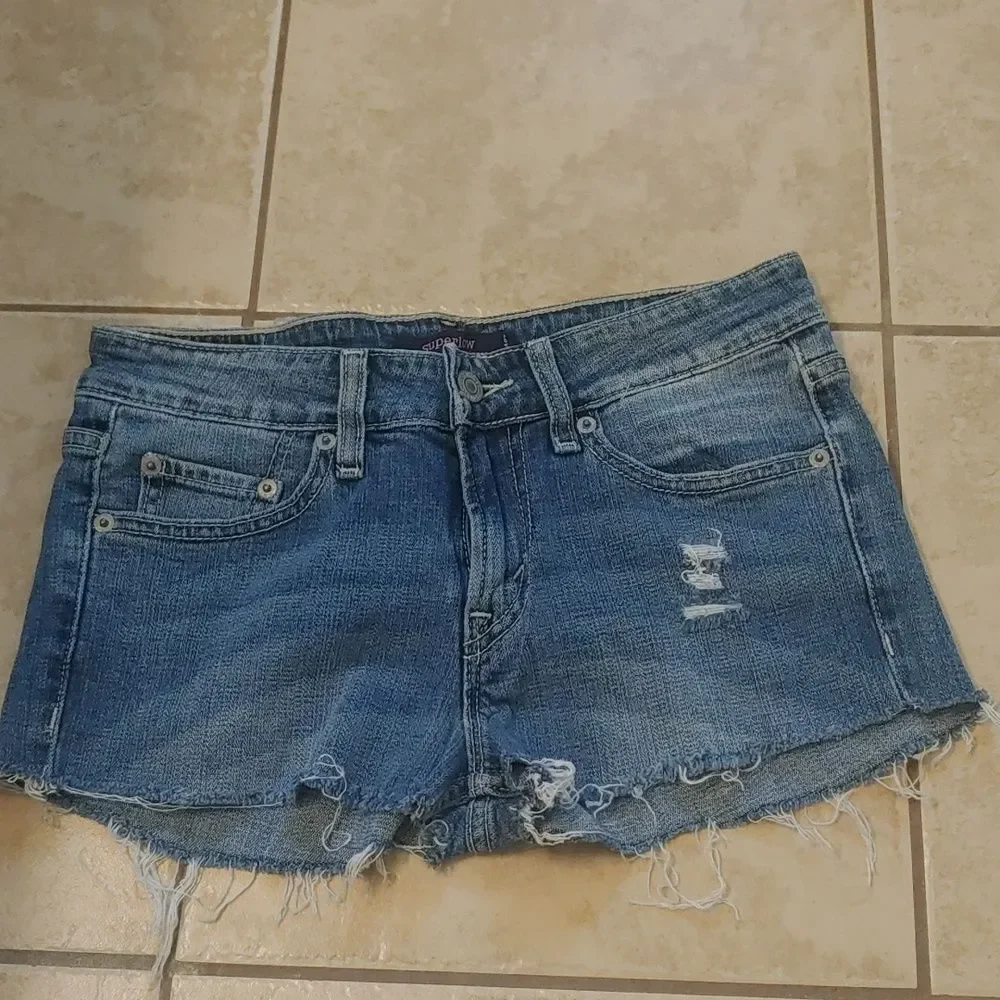 Vintage Y2K Levi Shorts 518 Superlow Cutoff Denim Women's Size 1